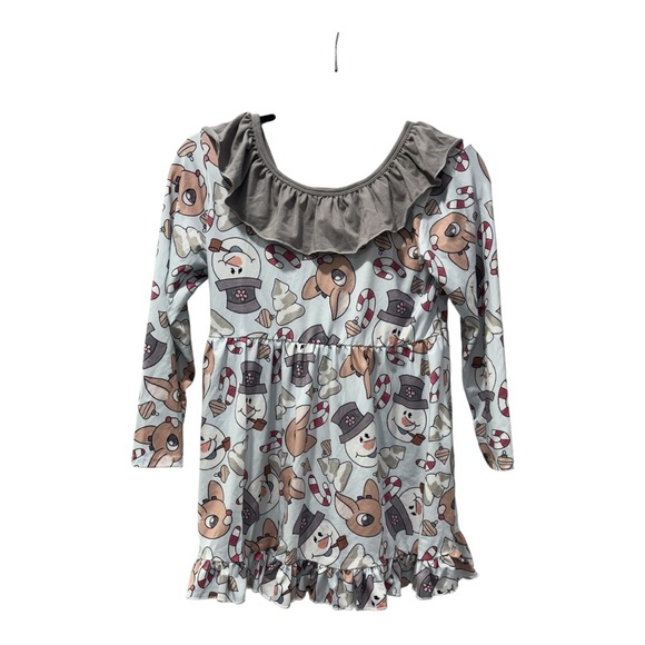 NWT Christmas Top with Ruffle Collar and Bow Back-Reindeer, Frosty, Candy Cane - Picture 1 of 5